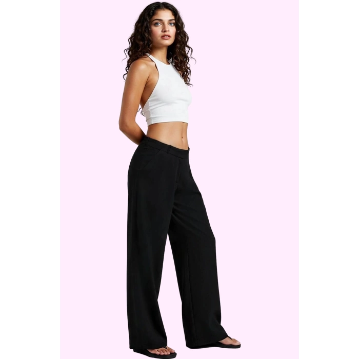 Kadın Casual Stil Finike Dokuma Geniş Paça Pantolon Günlük Kullanım Yaz Aylarının Vazgeçilmezi