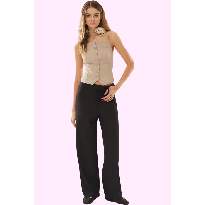 Kadın Casual Stil Finike Dokuma Geniş Paça Pantolon Günlük Kullanım Yaz Aylarının Vazgeçilmezi