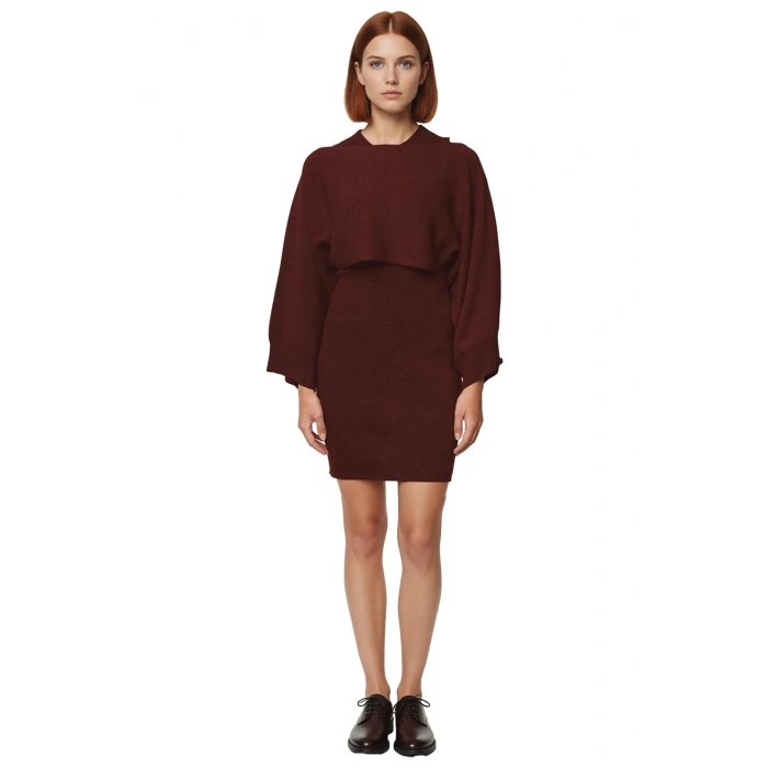 Kadın Casual Triko Bisiklet Yaka Bodycon Mini Elbise Ve Bolero Takımı İnce Kumaş Konforu Kaliteli