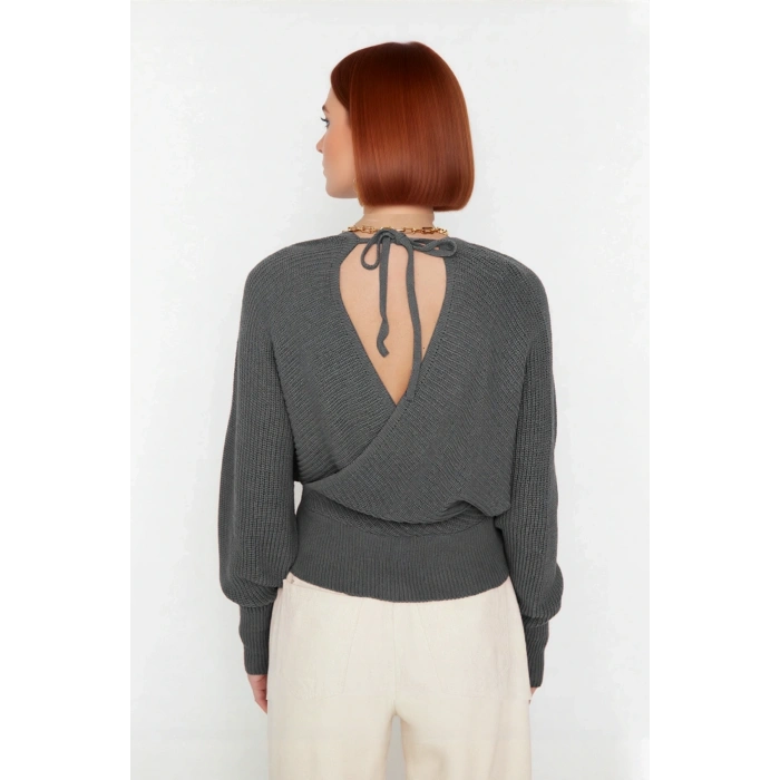 Kadın Casual V Yaka Kruvaze Triko Kazak Regular Kalıp Tek Plaka Dokuma Rahat Kışlık Seçim Kaliteli