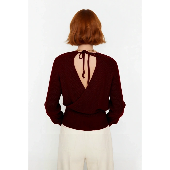 Kadın Casual V Yaka Kruvaze Triko Kazak Regular Kalıp Tek Plaka Dokuma Rahat Kışlık Seçim Kaliteli