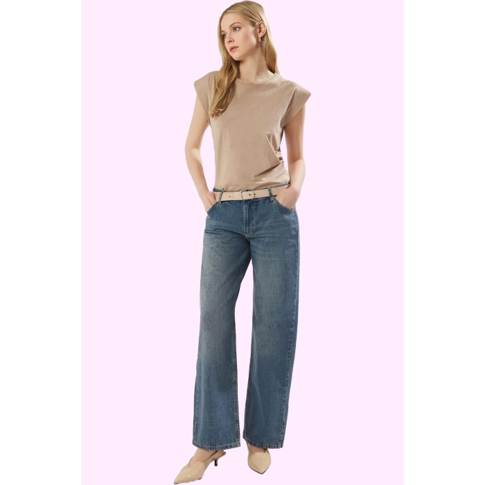 Kadın Casual Wide Leg Jean Pantolon Düşük Bel Pamuk Tüm Sezonlar Yaz Aylarının Vazgeçilmezi