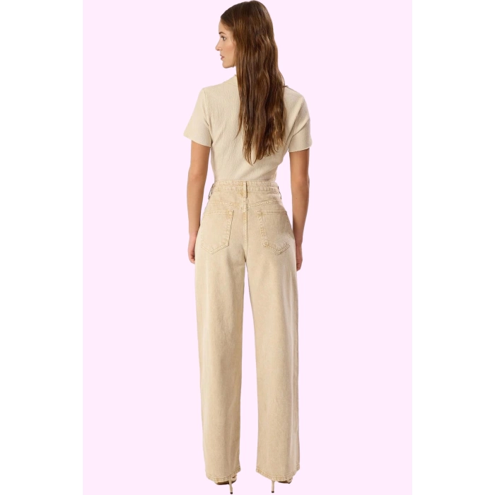 Kadın Casual Wide Leg Jean Pantolon; Pamuk Düşük Bel Renk Günlük Kullanım Kaliteli Malzeme