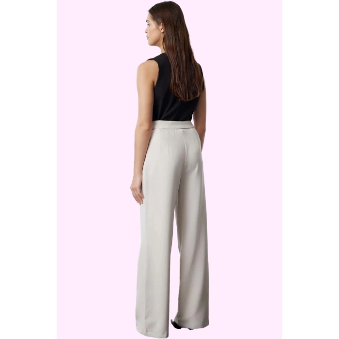Kadın Casual Wide Leg Pantolon Dokuma Kumaş Yüksek Bel Çift Cepli Günlük Dayanıklı Malzeme