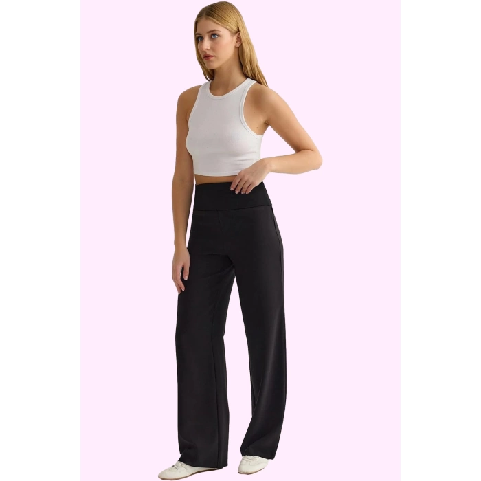 Kadın Casual Wide Leg Pantolon Polyester Kumaş Rahat Kesim Günlük Yaz Aylarının Vazgeçilmezi