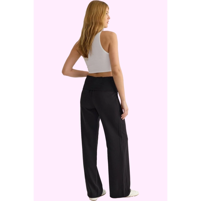 Kadın Casual Wide Leg Pantolon Polyester Kumaş Rahat Kesim Günlük Yaz Aylarının Vazgeçilmezi