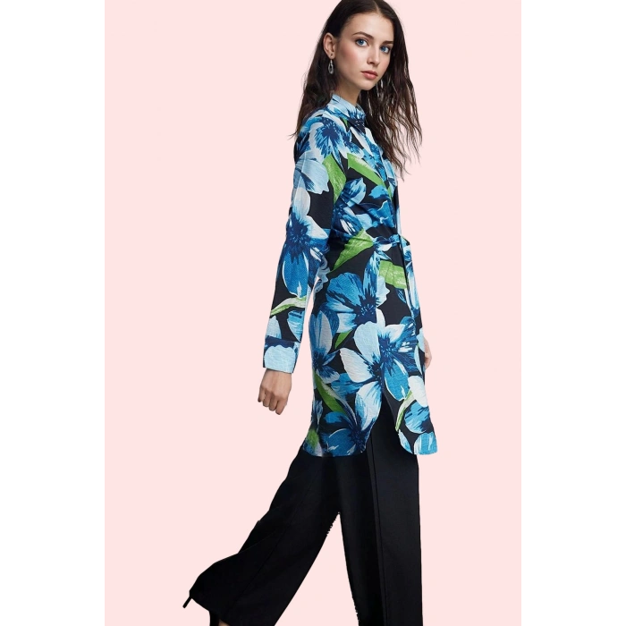 Kadın Çiçekli Desenli Relaxed Gömlek Polyester Yazlık Günlük Hafta Sonu Yaz Aylarının Vazgeçilmezi