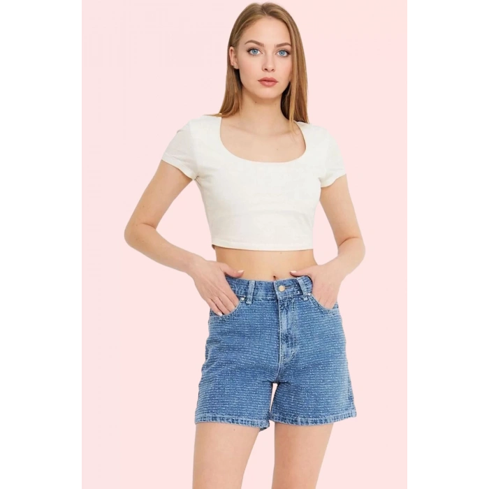 Kadın City Short Denim Şort Pamuk Rahat ve Şık Yaz Kombinleri Günlük Kullanım Modern Tasarım