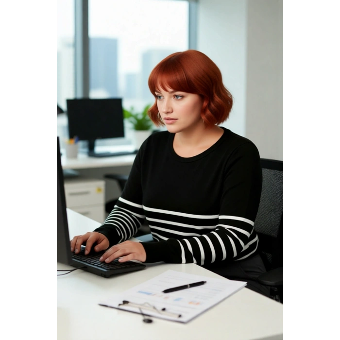 Kadın Çizgili Bisiklet Yaka Relaxed Kalıp Uzun Kollu Triko Kazak Günlük Şıklık ve Konfor Sunar