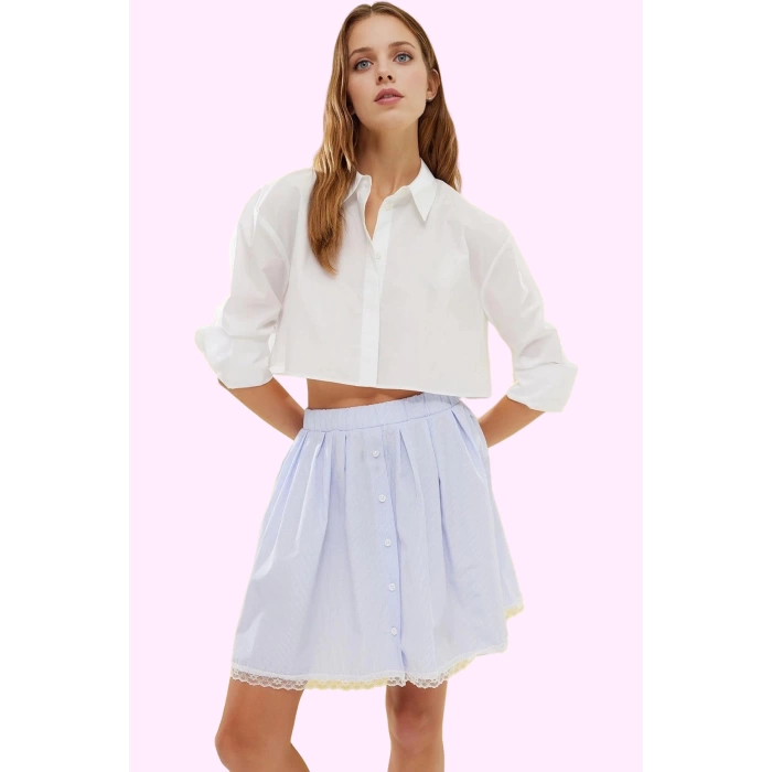 Kadın Çizgili Terrycotton Mini Etek Rahat Kesimiyle Günlük Kullanım İçin Ideal Özel Günler