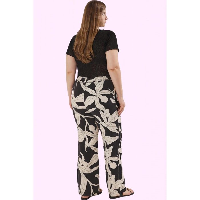 Kadın Çok Desenli Yüksek Bel Wide Leg Dokuma Pantolon Günlük Stil Yaz Aylarının Vazgeçilmezi