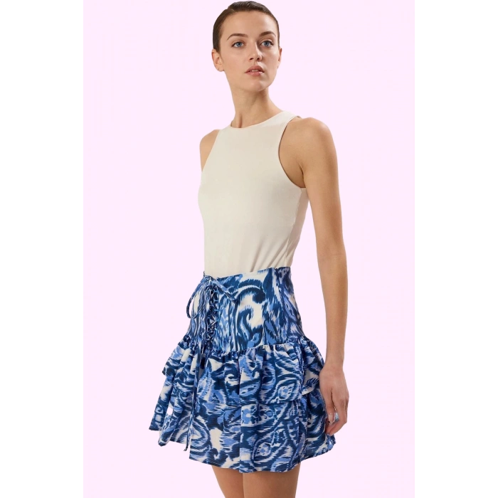 Kadın Çok Lilyum Dokuma Mini Etek Korse Detay Casual Günlük Stil Yaz Aylarının Vazgeçilmezi