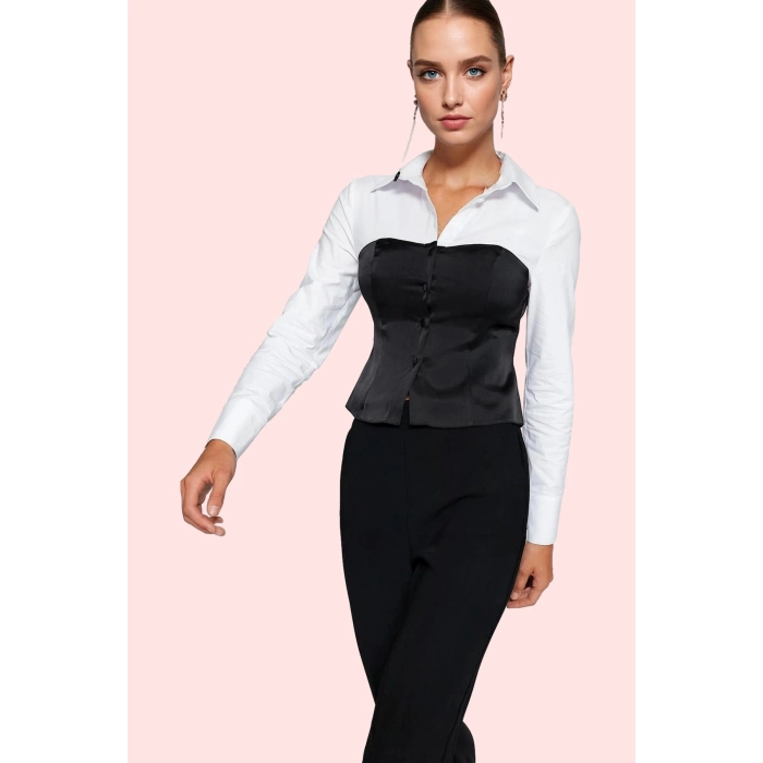 Kadın Çok Polyester Karışımlı Dokuma Gömlek Uzun Kol Regular Boy Şık Gece Günlük Kombinler