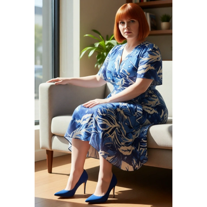 Kadın Çok Renkli Çiçekli V Yaka Kruvaze Maxi Boy Şifon A line Elbise İlkbahar Sonbahar Kaliteli