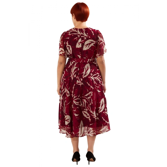 Kadın Çok Renkli Çiçekli V Yaka Kruvaze Maxi Boy Şifon A line Elbise İlkbahar Sonbahar Kaliteli