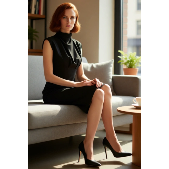 Kadın Çok Renkli Desenli Bodycon Siluet Midi Elbise Kolsuz Dik Yaka Polyester Karışımlı Konfor