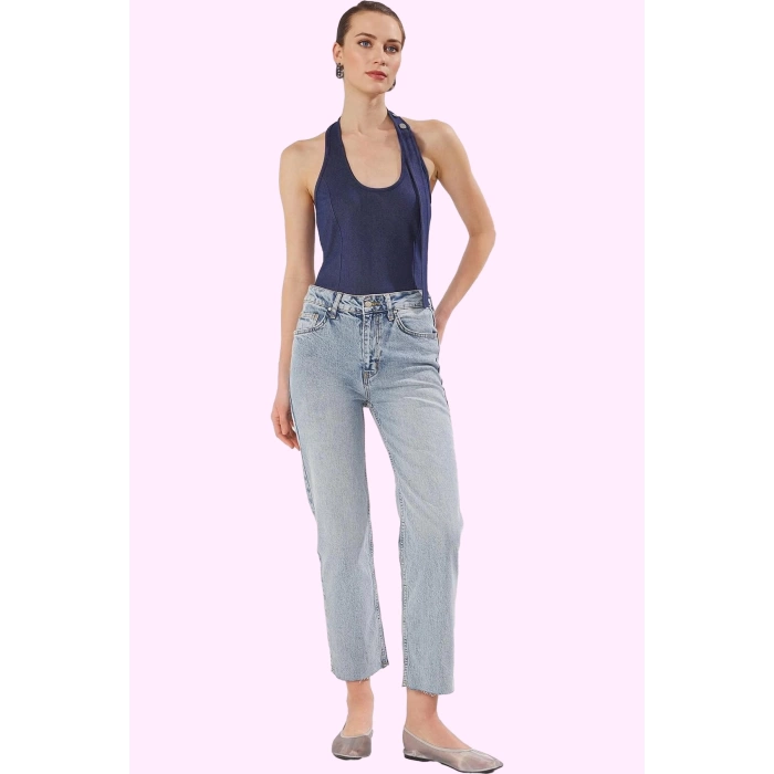 Kadın Comfort Straight Jean; Denim Normal Bel Uzun Boy Günlük Kullanım Yaz Aylarının Vazgeçilmezi