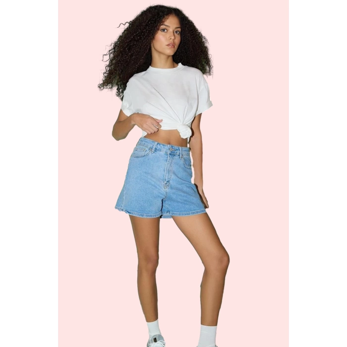 Kadın Cool & Comfort Denim Şort City Kalıp Yüksek Bel Yaz Günlük Hafta Sonu Modern Tasarım