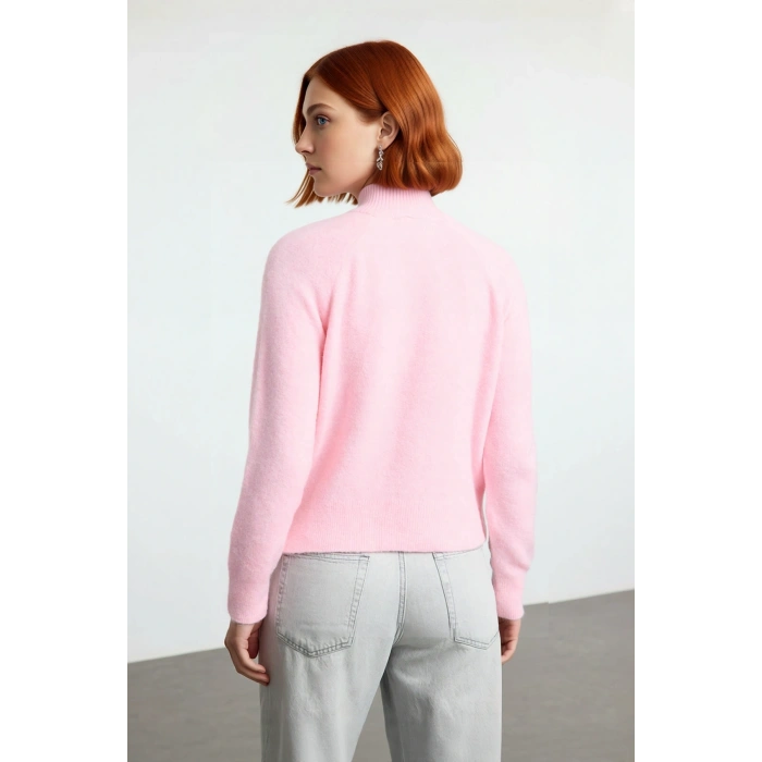 Kadın Cool Comfort Oversize Dik Yaka Triko Kazak Basic Rahat Kışlık Bordo Günlük Şıklığı Tamamlar