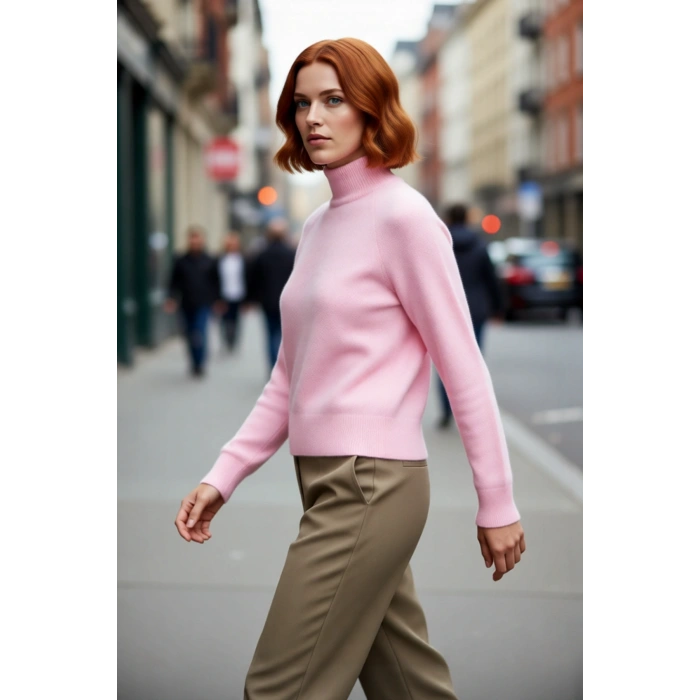 Kadın Cool Comfort Oversize Dik Yaka Triko Kazak Basic Rahat Kışlık Bordo Günlük Şıklığı Tamamlar