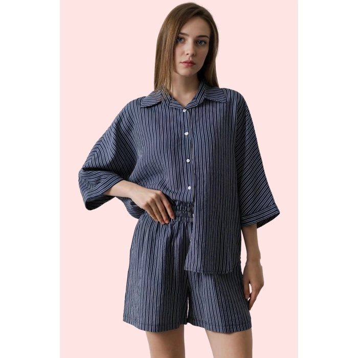 Kadın Crinkle Dokuma Mini Şort Yüksek Bel Straight Siluet Günlük Yaz Aylarının Vazgeçilmezi