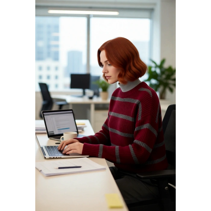 Kadın Crop Boy Akrilik Triko Kazak Bisiklet Yaka Geniş Kalıp Çizgili Soğuk Havalara Uygun Kaliteli