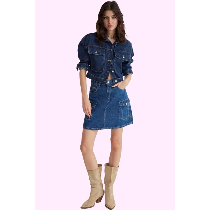 Kadın Denim A line Mini Etek Pamuk Yaz Aylarının Vazgeçilmezi Günlük Kullanım Modern Tasarım