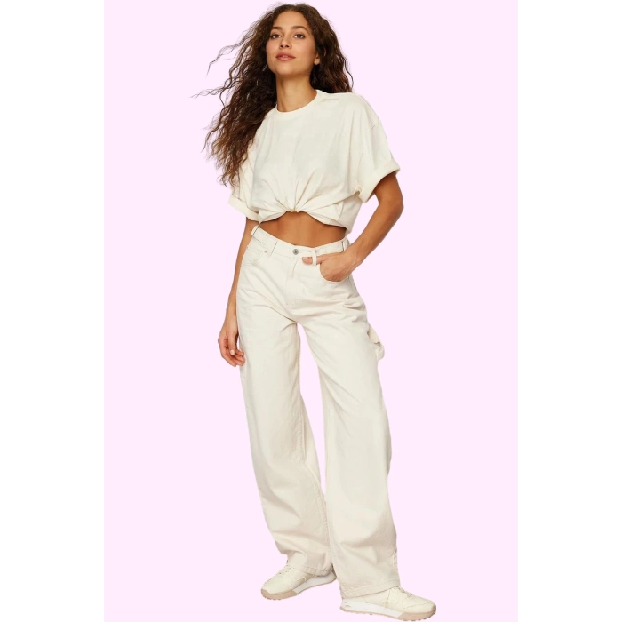 Kadın Denim Baggy Jean Pantolon Yüksek Bel Casual Tasarım Günlük Kullanım Kaliteli Malzeme