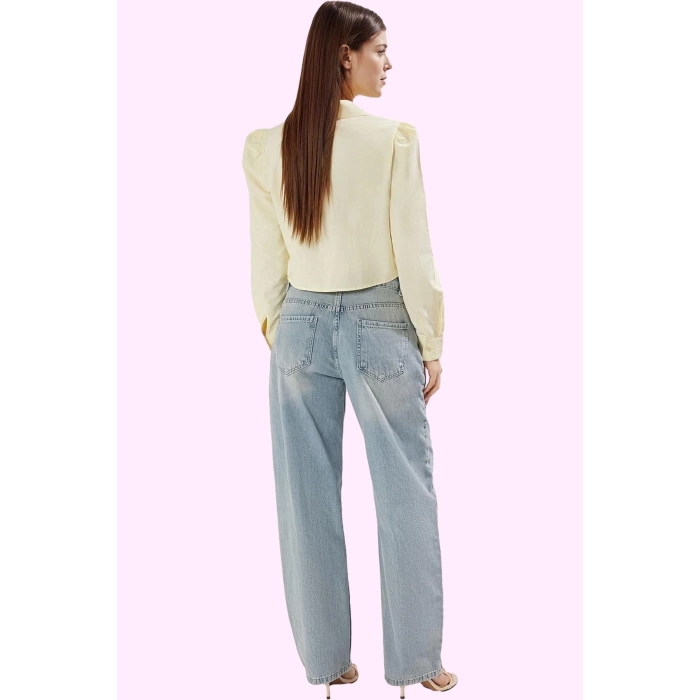 Kadın Denim Baggy Pantolon Günlük Kullanım İçin Rahat Kesim Pamuk Yaz Aylarının Vazgeçilmezi