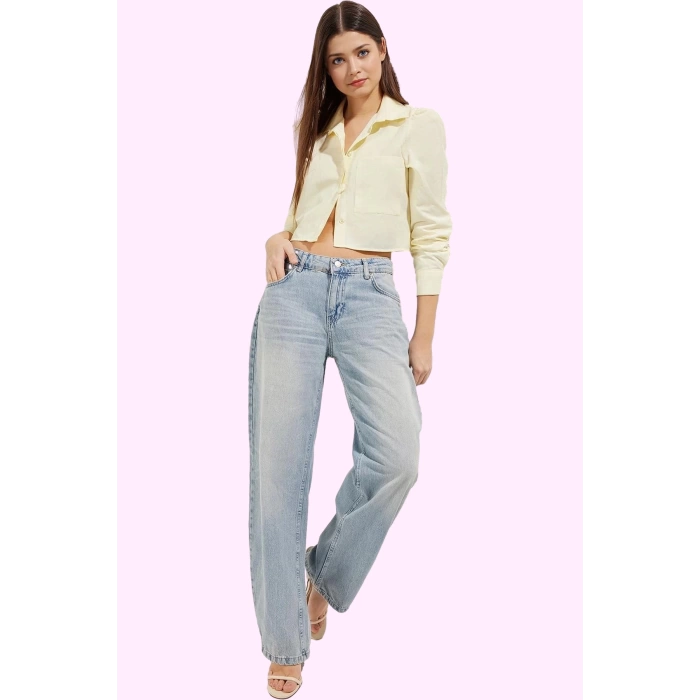 Kadın Denim Baggy Pantolon Günlük Kullanım İçin Rahat Kesim Pamuk Yaz Aylarının Vazgeçilmezi