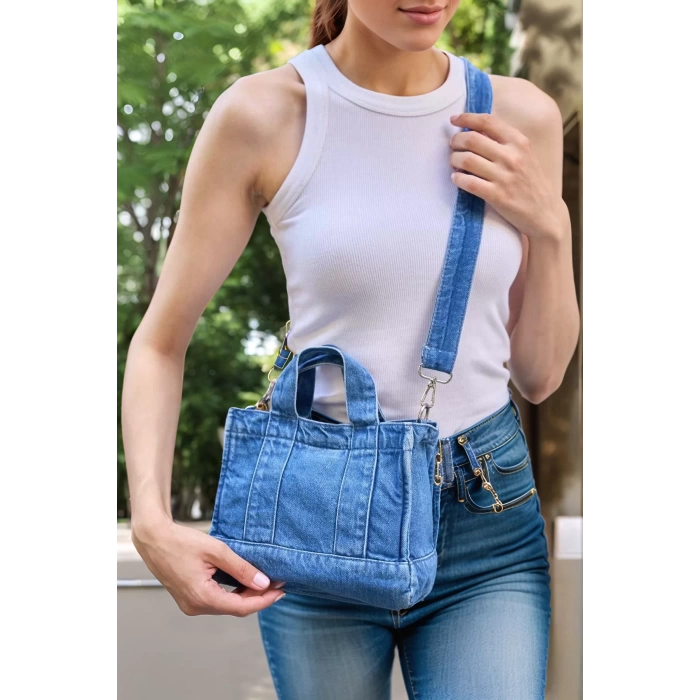 Kadın Denim Çapraz Askılı Mini Çanta Günlük Kullanım için Şık Tasarım Uzun Ömürlü Mükemmel Uyum