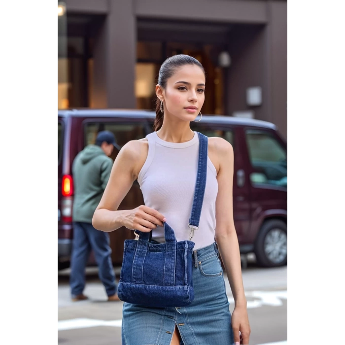 Kadın Denim Çapraz Askılı Mini Çanta Günlük Kullanım için Şık Tasarım Uzun Ömürlü Mükemmel Uyum