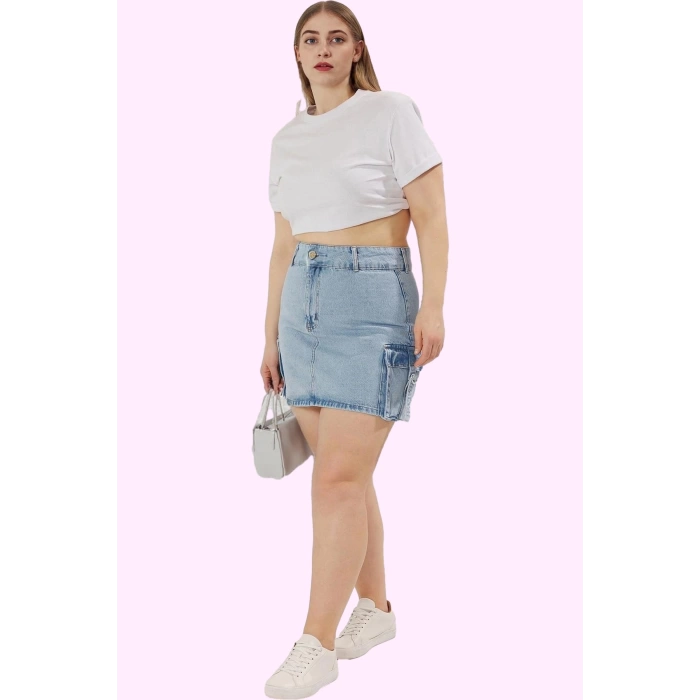 Kadın Denim Etek Yüksek Bel A line Düz Desen Pamuklu Günlük Kombinler Yaz Aylarının Vazgeçilmezi