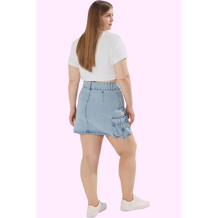 Kadın Denim Etek Yüksek Bel A line Düz Desen Pamuklu Günlük Kombinler Yaz Aylarının Vazgeçilmezi
