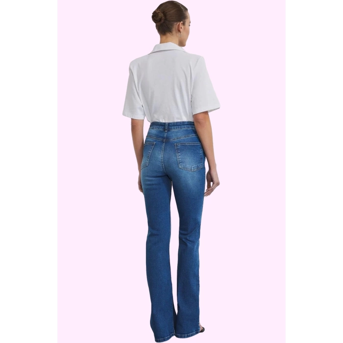 Kadın Denim Flare Jean Pantolon Yüksek Bel Rahat Kesim Günlük Hafta Sonu Dayanıklı Malzeme