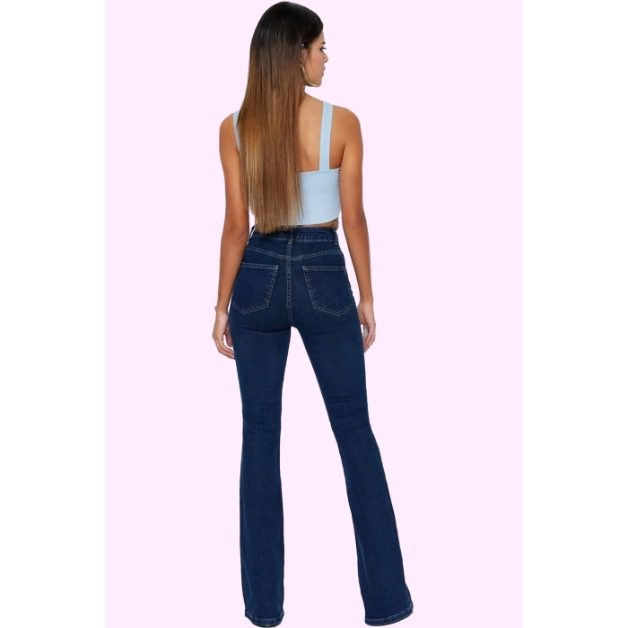 Kadın Denim Flare Jean Yüksek Bel Konforlu Günlük Stil Hafta Sonu Yaz Aylarının Vazgeçilmezi