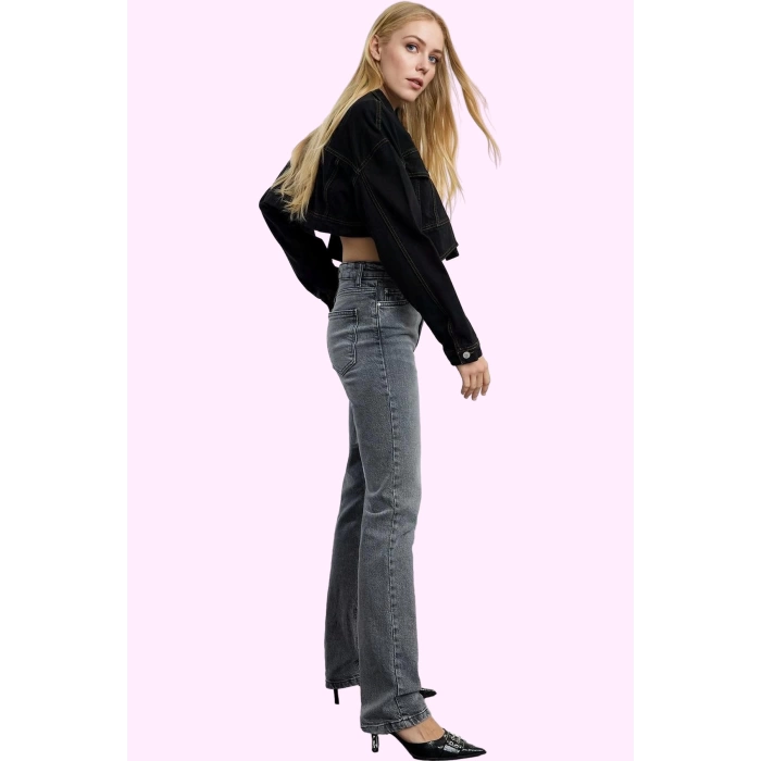 Kadın Denim Flare Pantolon Yüksek Bel Regular Boy Casual Günlük Stiller Yaz Aylarının Vazgeçilmezi