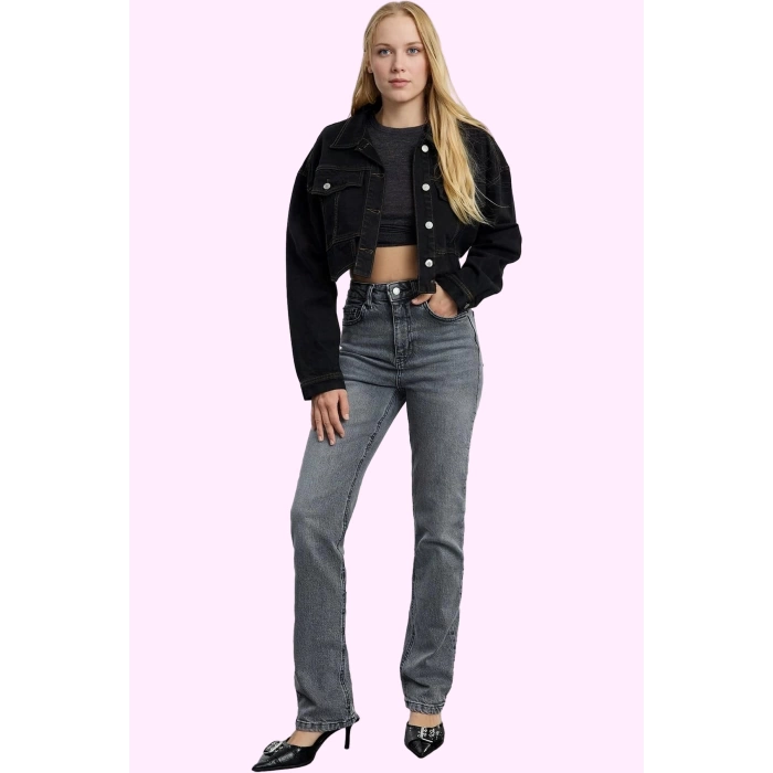 Kadın Denim Flare Pantolon Yüksek Bel Regular Boy Casual Günlük Stiller Yaz Aylarının Vazgeçilmezi