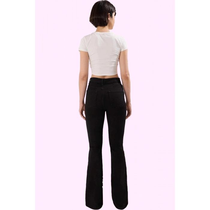 Kadın Denim Flare Pantolon Yüksek Bel Stretch Günlük Kombinler İçin Yaz Aylarının Vazgeçilmezi