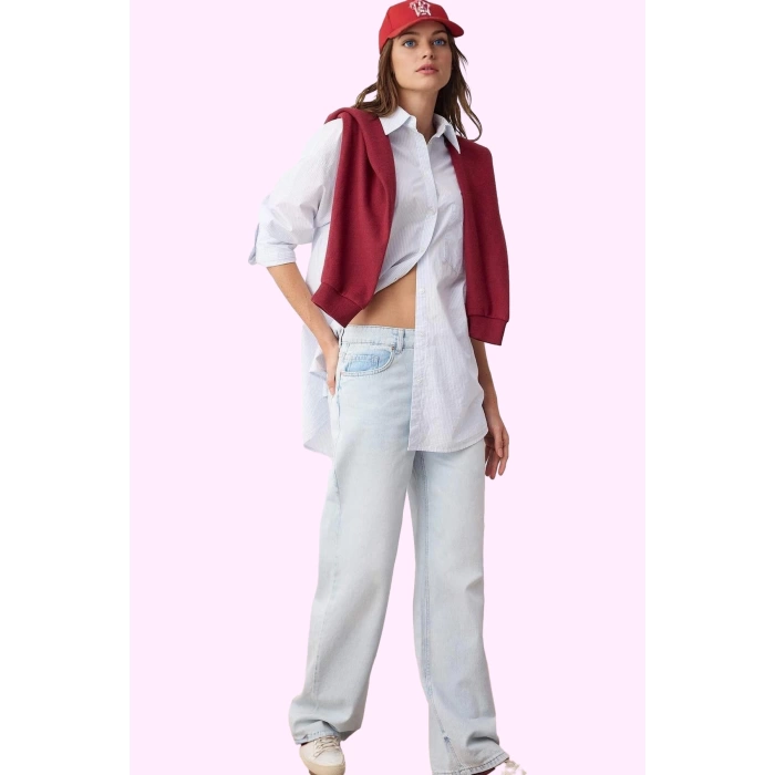 Kadın Denim Geniş Paça Pantolon Pamuk Düşük Bel Günlük Kombinler Yaz Aylarının Vazgeçilmezi