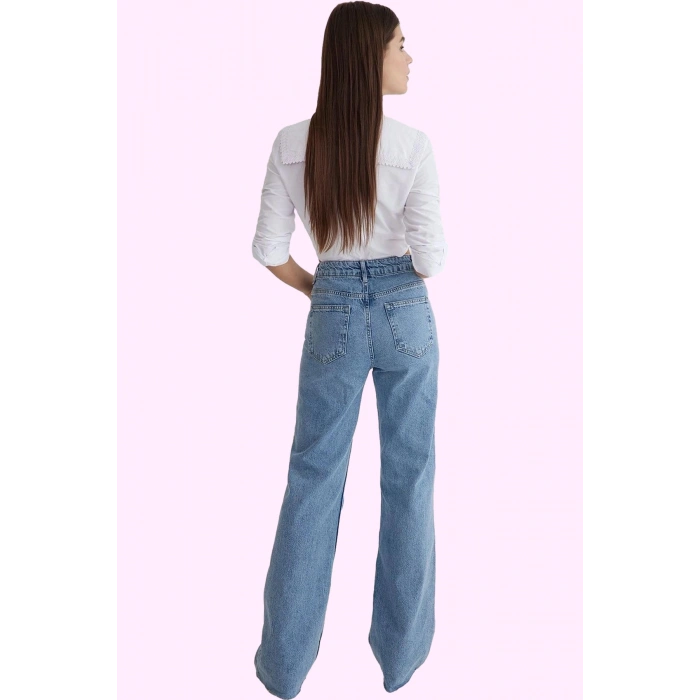 Kadın Denim Geniş Paça Pantolon Pamuk Yüksek Bel Uzun Boy Günlük Stil Yaz Aylarının Vazgeçilmezi