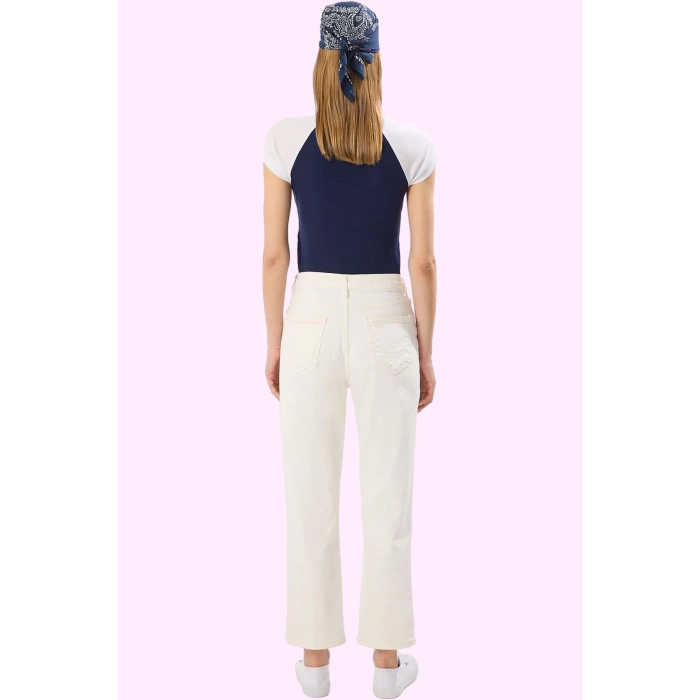 Kadın Denim Jean Pantolon Düz Desen Yüksek Bel Günlük Kombin Hafta Sonu Yaz Aylarının Vazgeçilmezi