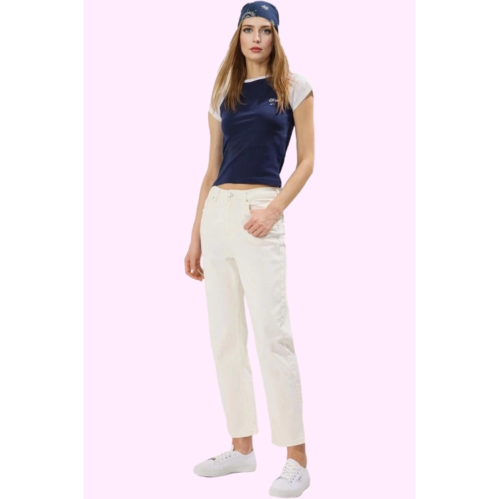 Kadın Denim Jean Pantolon Düz Desen Yüksek Bel Günlük Kombin Hafta Sonu Yaz Aylarının Vazgeçilmezi