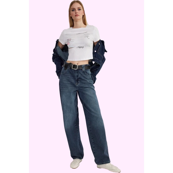 Kadın Denim Jean Pantolon Pamuk Günlük Ve Rahat Kullanım Hafta Sonu Yaz Aylarının Vazgeçilmezi