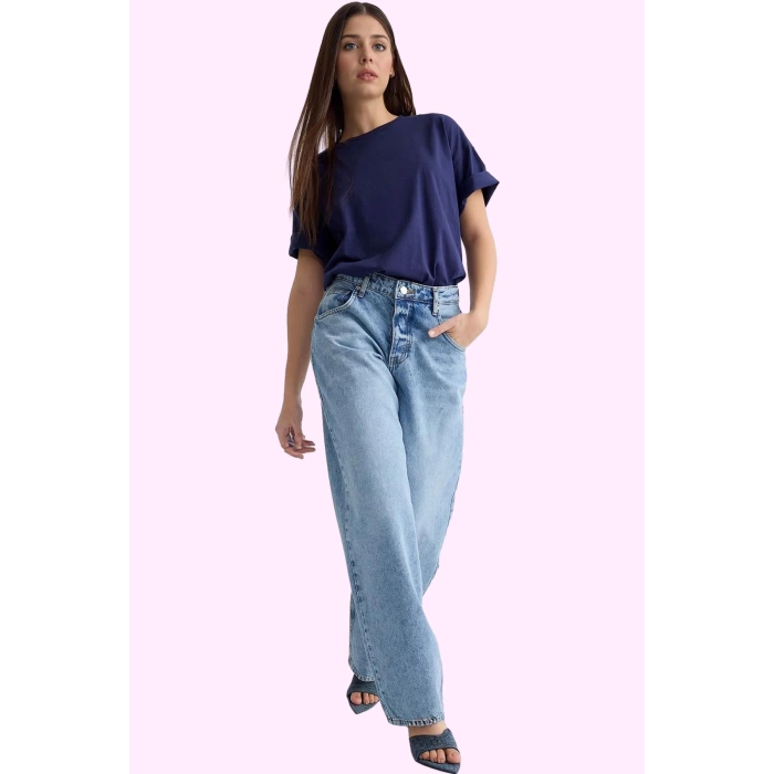 Kadın Denim Jean Uzun Boy Skater Baggy Pamuk Günlük Stil Hafta Sonu Yaz Aylarının Vazgeçilmezi