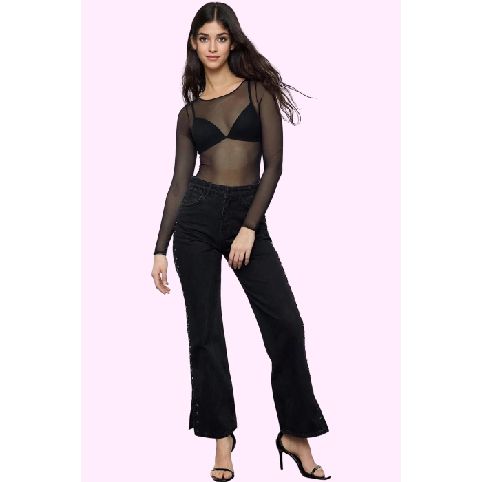 Kadın Denim Jean Yüksek Bel Wide Leg Pamuk Günlük Kullanım İçin Yaz Aylarının Vazgeçilmezi
