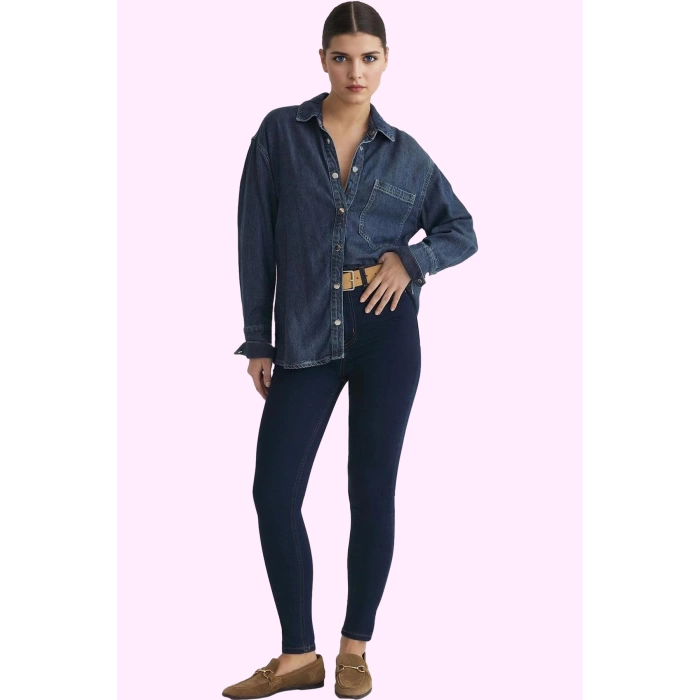 Kadın Denim Jegging Skinny Kalıp Yüksek Bel Günlük Casual Stretch Yaz Aylarının Vazgeçilmezi