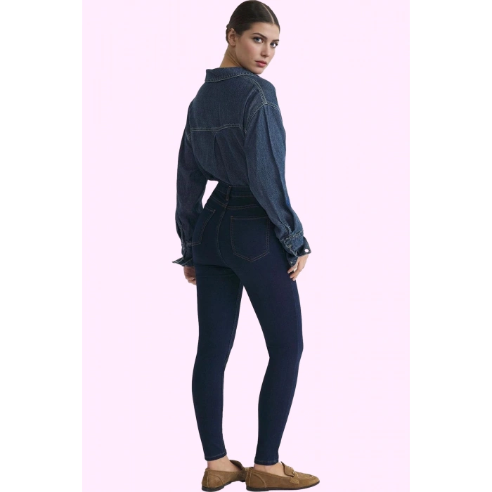 Kadın Denim Jegging Skinny Kalıp Yüksek Bel Günlük Casual Stretch Yaz Aylarının Vazgeçilmezi