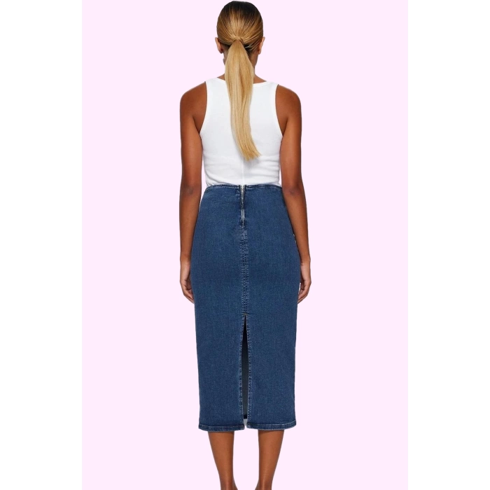 Kadın Denim Kalem Etek Midi Boy Rahat ve Şık Günlük Kombinler Hafta Sonu Dayanıklı Malzeme