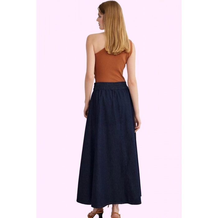 Kadın Denim Maxi Etek Pamuk Günlük ve Özel Günler İçin Hafta Sonu Yaz Aylarının Vazgeçilmezi